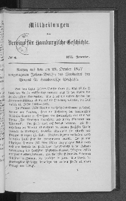 Vorschaubild von Auszug aus dem 29. October 1877 vorgetragenen Jahres=Berichte des Vorstandes des Vereins für Hamburgische Geschichte.