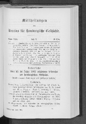 Vorschaubild von Uebersicht über die im Jahre 1902 erschienene Litteratur zur hamburgischen Geschichte.