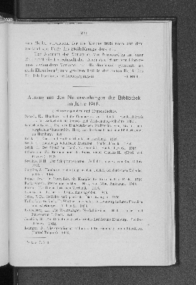 Vorschaubild von Auszug aus den Neuerwerbungen der Bibliothek im Jahre 1918.