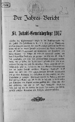 Vorschaubild von [Der Jahresbericht der St.-Jakobi-Gemeindepflege]