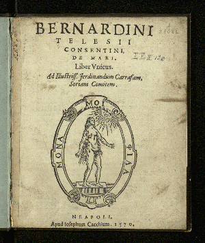 Vorschaubild von Bernardini Telesii Consentini De Mari, Liber Vnicus.