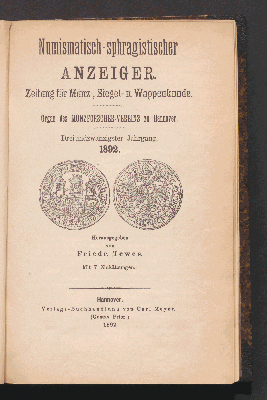 Vorschaubild von [Numismatischer Anzeiger]