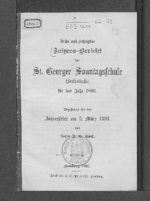 Vorschaubild von [Jahres-Bericht der St. Georger Sonntagsschule (Stiftskirche) für das Jahr ...]