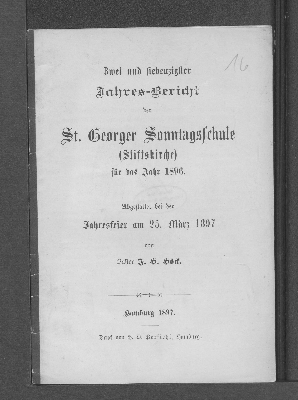 Vorschaubild von [Jahres-Bericht der St. Georger Sonntagsschule (Stiftskirche) für das Jahr ...]