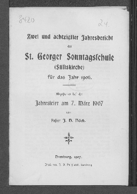 Vorschaubild von [Jahres-Bericht der St. Georger Sonntagsschule (Stiftskirche) für das Jahr ...]