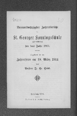 Vorschaubild von [Jahres-Bericht der St. Georger Sonntagsschule (Stiftskirche) für das Jahr ...]