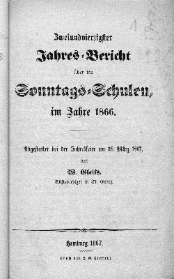 Vorschaubild von [Jahres-Bericht über die Sonntags-Schulen im Jahre ...]