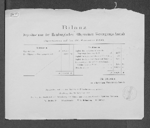 Vorschaubild von [Bilanz der Deposito-Casse der Hamburgischen Allgemeinen Versorgungs-Anstalt]