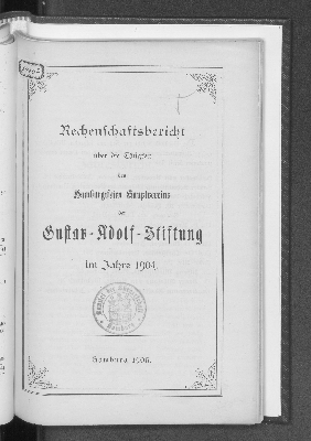 Vorschaubild von [Rechenschaftsbericht über die Tätigkeit des Hamburgischen Hauptvereins der Gustav-Adolf-Stiftung]