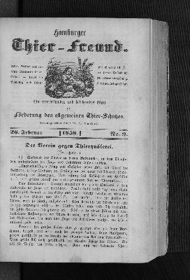 Vorschaubild von Hamburger Thier-Freund. 26. Februar. [1858.] No. 9.