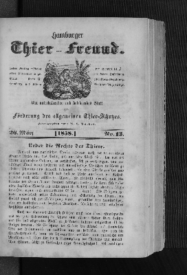 Vorschaubild von Hamburger Thier-Freund. 26. März. [1858.] No. 13.