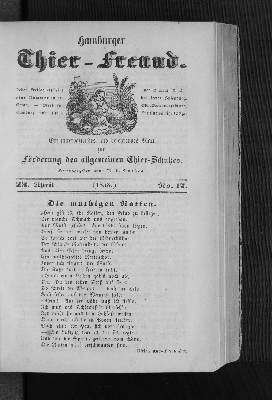 Vorschaubild von Hamburger Thier-Freund. 23. April. (1858.) No. 17.
