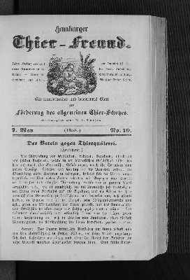 Vorschaubild von Hamburger Thier-Freund. 7. May. (1858.) No. 19.