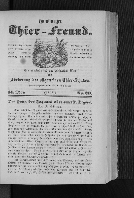 Vorschaubild von Hamburger Thier-Freund. 14. May. (1858.) No. 20.