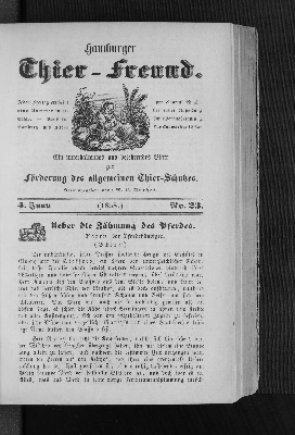 Vorschaubild von Hamburger Thier-Freund. 4. Juny. (1858.) No. 23.