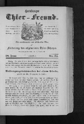 Vorschaubild von Hamburger Thier-Freund. 18. Juny. (1858.) No. 25.
