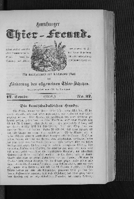 Vorschaubild von Hamburger Thier-Freund. 17. Septbr. (1858.) No. 37.