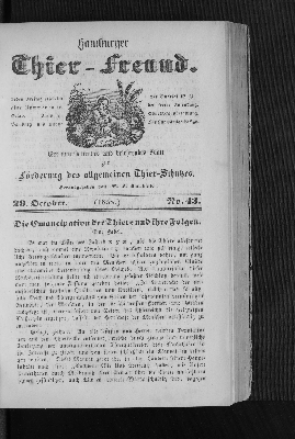 Vorschaubild von Hamburger Thier-Freund. 29. October. (1858.) No. 43.