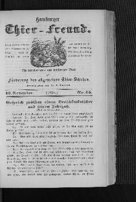 Vorschaubild von Hamburger Thier-Freund. 12. November. (1858.) No. 45.