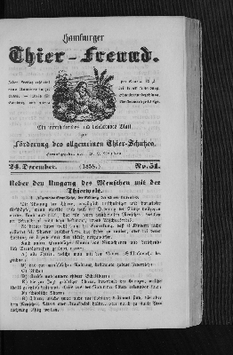 Vorschaubild von Hamburger Thier-Freund. 24. December. (1858.) No. 51.