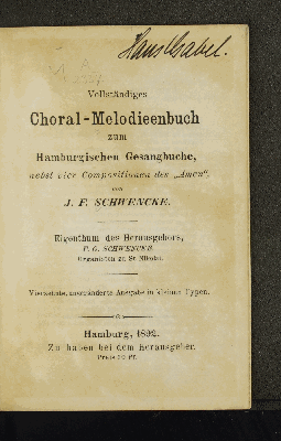 Vorschaubild von Vollständiges Choral-Melodieenbuch zum Hamburgischen Gesangbuche