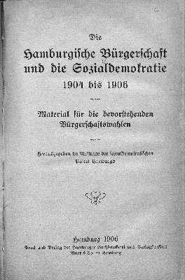 Vorschaubild von Die Hamburgische Bürgerschaft und die Sozialdemokratie