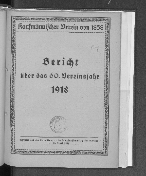 Vorschaubild von [Bericht über das ... Vereinsjahr ... // Kaufmännischer Verein von 1858]