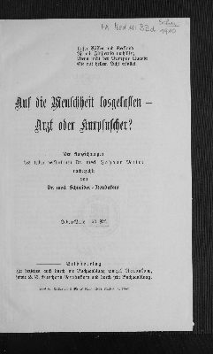 Vorschaubild von Auf die Menschheit losgelassen - Arzt oder Kurpfuscher?