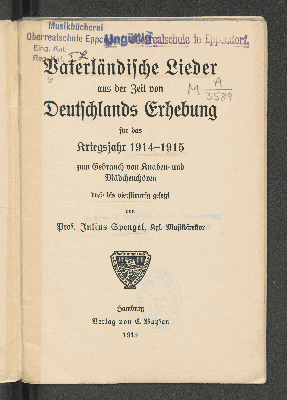 Vorschaubild von Vaterländische Lieder aus der Zeit von Deutschlands Erhebung