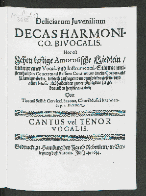 Vorschaubild von Cantus vel tenor vocalis