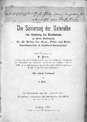 Vorschaubild von Die Sanierung der Unterelbe von Hamburg bis Blankenese in ihrer Bedeutung für die Kultur der Geest-, Heide- und Hoch-Moorländereien in Nordwest-Deutschland