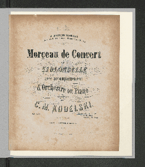 Vorschaubild von Morceau de concert pour le violoncelle avec accomp. d'orch. ou piano