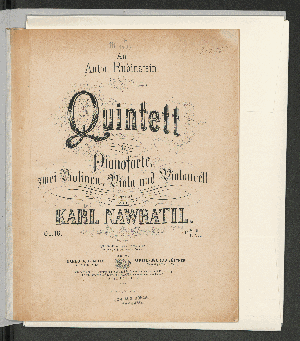 Vorschaubild von Quintett [D dur] für Pianoforte, zwei Violinen, Viola und Violoncell