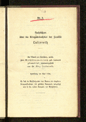 Vorschaubild von [Nachrichten über die Kriegsteilnehmer der Familie Lutteroth]