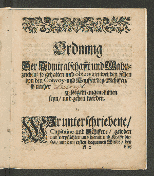 Vorschaubild von Ordnung Der Admiralschafft und Wahrzeichen/ ... [Kap. 1. - 28.]