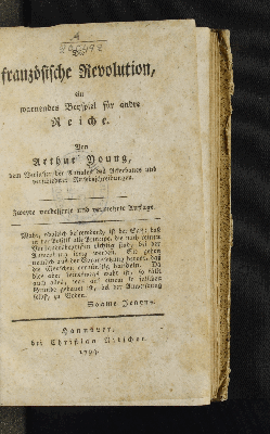 Vorschaubild von Die französische Revolution, ein warnendes Beyspiel für andre Reiche