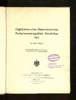 Vorschaubild von Ergebnisse einer Reise durch das Zwischenseengebiet Ostafrikas 1911