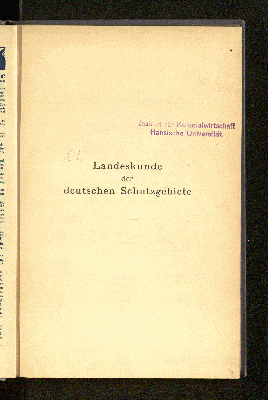 Vorschaubild von Wirtschaftliche Landeskunde der deutschen Schutzgebiete