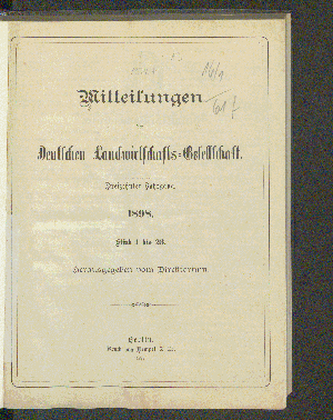 Vorschaubild von [Mitteilungen der Deutschen Landwirtschafts-Gesellschaft]