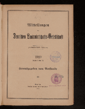 Vorschaubild von [Mitteilungen der Deutschen Landwirtschafts-Gesellschaft]