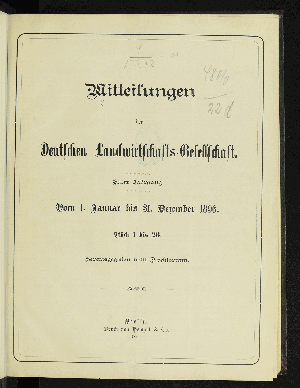 Vorschaubild von [Mitteilungen der Deutschen Landwirtschafts-Gesellschaft]