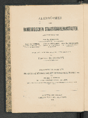 Vorschaubild von [Jahrbücher der hamburgischen Staatskrankenanstalten]