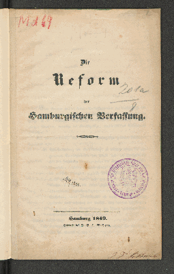 Vorschaubild von Die Reform des Hamburgischen Verfassung