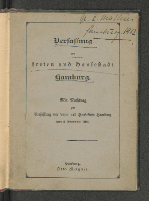 Vorschaubild von Verfassung der Freien und Hansestadt Hamburg