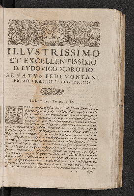 Vorschaubild von Illustrissimo et excellentissimo D. Ludovico Morotio Senatus Pedemontani Primo Praesidi Integerrimo.