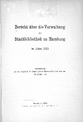 Vorschaubild von [Bericht über die Verwaltung der Stadtbibliothek zu Hamburg]