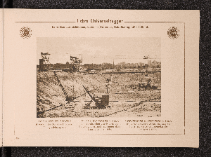 Vorschaubild von 1 cbm Universalbagger, beim Bau der Schleusengruben in Holtenau, Kabelbahngefäße füllend.