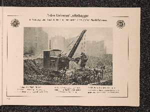 Vorschaubild von 1 cbm Universal-Löffelbagger, in Hamburg beim Aushub der Fundamentgrube eines großen Geschäftshauses.