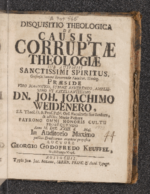 Vorschaubild von Disquisitio Theologica De Causis Corruptæ Theologiæ