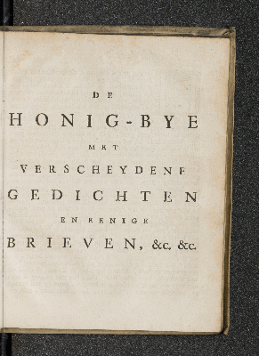 Vorschaubild von Honigbye,met verscheidene Gedichten, en eenige Brieven